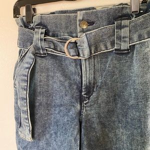 EXPRESS ankle super high rise jeans with belt